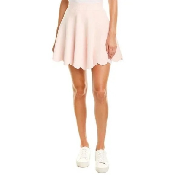 Ronny Kobo • Vidette Scalloped Skirt pink velour skater mini full flared ballet - Picture 1 of 10